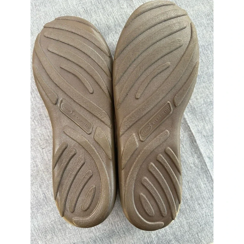 New Dr Scholl's Calistoga Brown Men's Size 13 Fleece lined Slippers Hard Soles